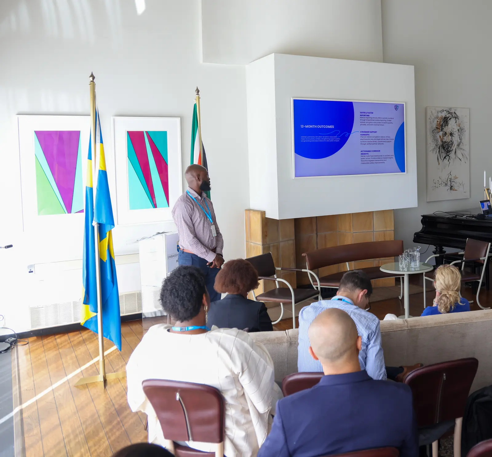 SafeRide CEO presenting SafeRide at a UNICEF Venture Fund meet