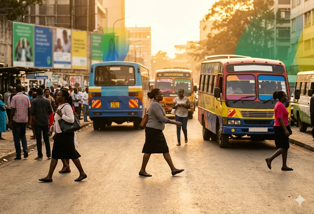 Nairobi public transport scene introducing the SafeRide origin story